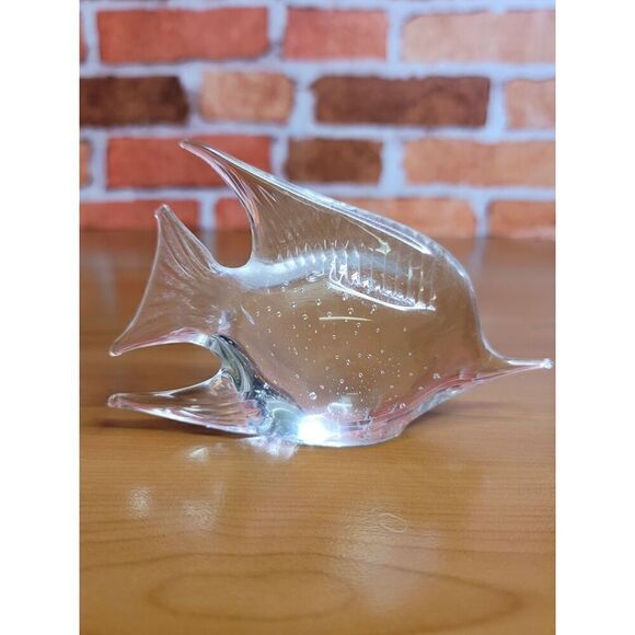 Clear Art Glass Angel Fish Paperweight - Picture 3 of 6